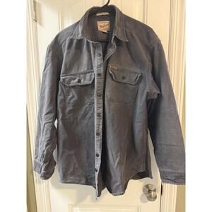 Vintage Woolrich Men’s Large Gray Button Down Work Shirt 100% Cotton Distressed